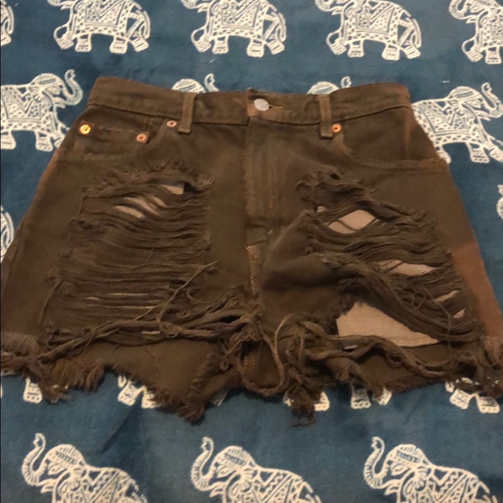 Levi Strauss & Co Distressed High Waisted Shorts